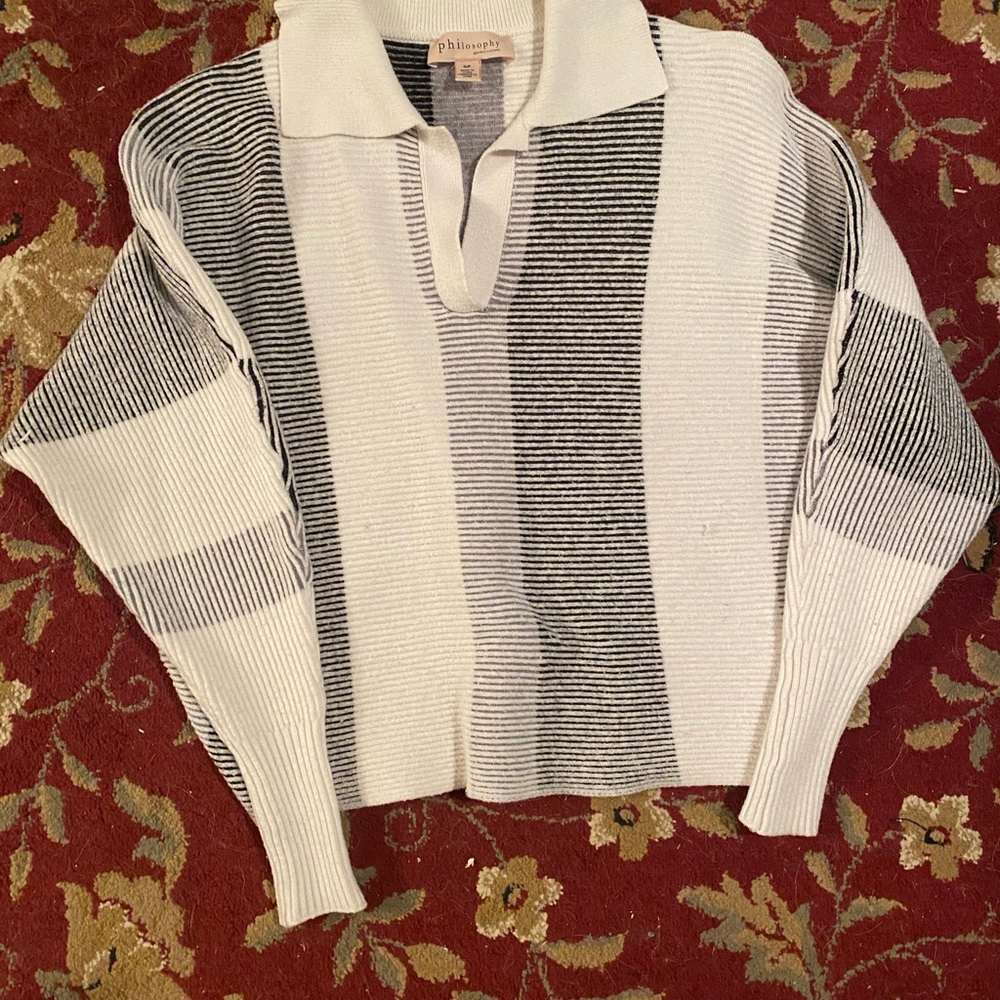 Stripe Knit Sweater - Black and White